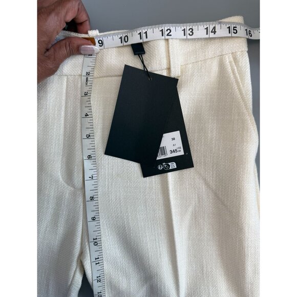 NWT The Kooples Womens High-Waist Flared‎ Suit Trousers Wool Ecru - Picture 7 of 16